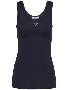 Prada топ с логотипом, синий