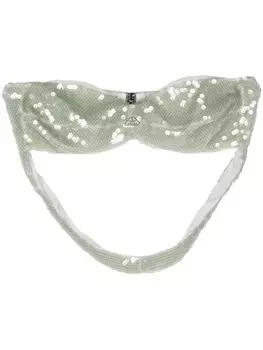 Prada топ с пайетками, зеленый