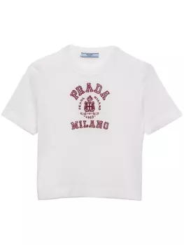 Prada топ вязки интарсия с логотипом, белый