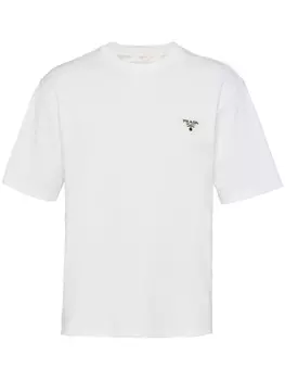 Prada triangle-logo cotton T-shirt, белый