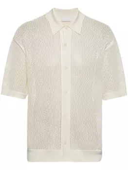 Prada трикотажная рубашка поло с вышитым логотипом, белый