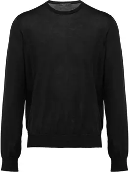 Prada трикотажный свитер с круглым вырезом, черный