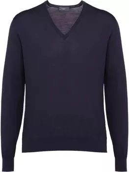 Prada трикотажный свитер с V-образным вырезом, синий