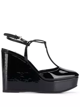 Prada туфли на танкетке с квадратным носком, черный