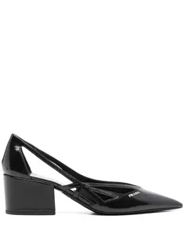 Prada туфли с тисненым логотипом, черный