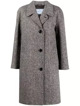 Prada твидовое однобортное пальто, серый