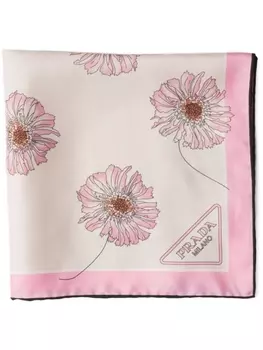 Prada твиловый шарф с цветочным принтом, розовый