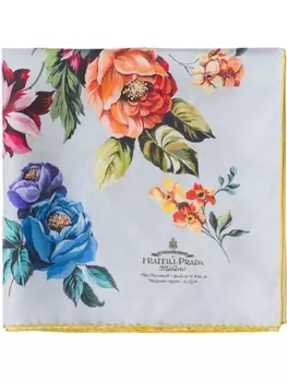 Prada твиловый шарф с цветочным принтом, серый