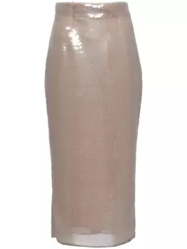 Prada юбка-карандаш с пайетками, нейтральный цвет