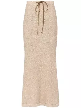 Prada юбка макси из букле с кулиской, нейтральный цвет