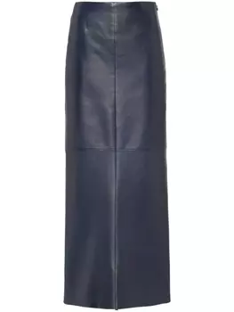 Prada юбка макси из кожи, синий