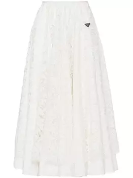 Prada юбка миди с цветочным кружевом, белый