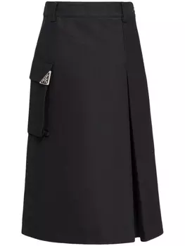 Prada юбка миди с логотипом, черный