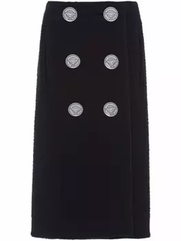 Prada юбка миди с пуговицами, черный