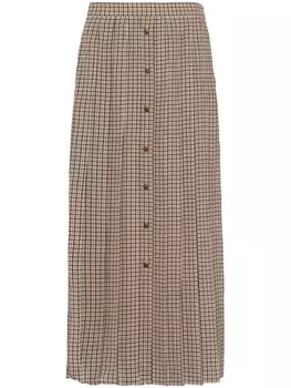 Prada юбка миди в ломаную клетку, коричневый