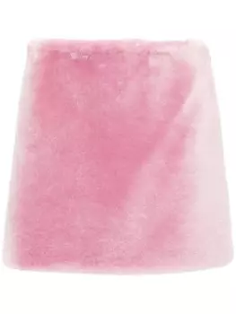 Prada юбка мини А-силуэта из овчины, розовый