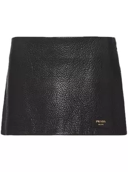 Prada юбка мини из кожи наппа, черный