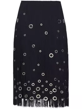 Prada юбка с бахромой и люверсами, синий