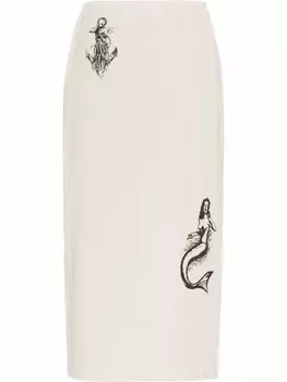 Prada юбка с принтом, белый