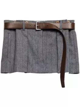 Prada юбка в тонкую полоску со складками, серый