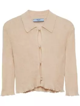 Prada укороченный хлопковый кардиган, нейтральный цвет