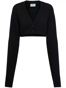 Prada укороченный кардиган с V-образным вырезом, черный