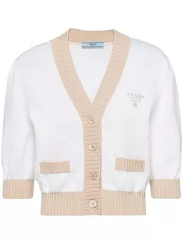 Prada укороченный кардиган в двух тонах, белый