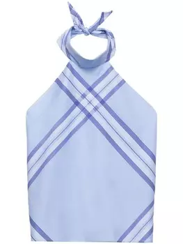 Prada укороченный топ из хлопка в клетку, синий