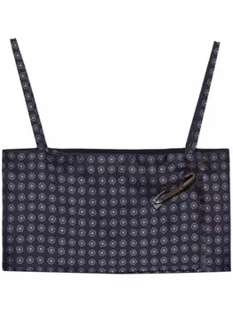 Prada укороченный топ из шелка с геометрическим принтом, синий