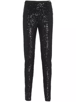 Prada узкие брюки с пайетками, черный