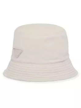 Prada вельветовая панама с эмалированным логотипом, нейтральный цвет