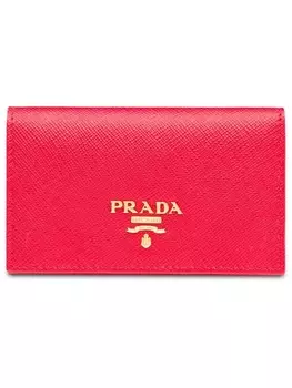 Prada визитница с логотипом из кожи Saffiano, розовый