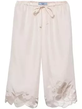 Prada вышитые шелковые шорты-бермуды, розовый