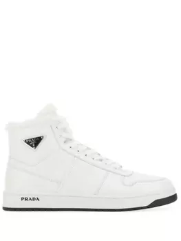 Prada высокие кожаные кеды, белый