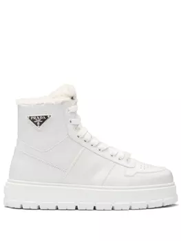 Prada высокие кроссовки с логотипом, белый