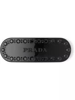 Prada заколка для волос с кристаллами, черный
