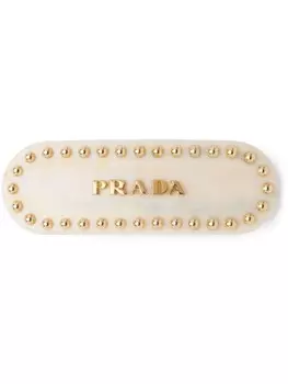 Prada заколка для волос с логотипом, нейтральный цвет