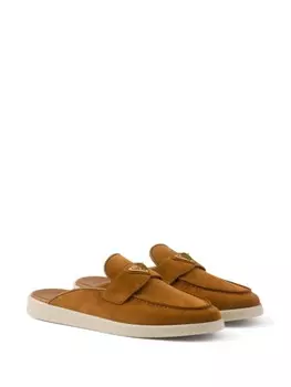 Prada замшевые тапочки, коричневый