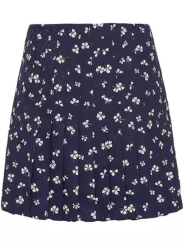 Prada жаккардовая юбка мини с цветочным узором, синий