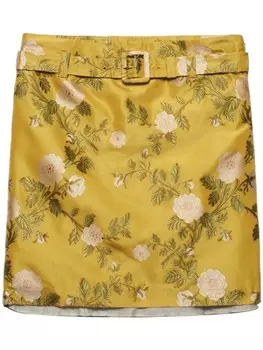 Prada жаккардовая юбка с цветочным узором, желтый