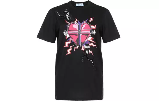 Футболка женская Prada, черный / красный