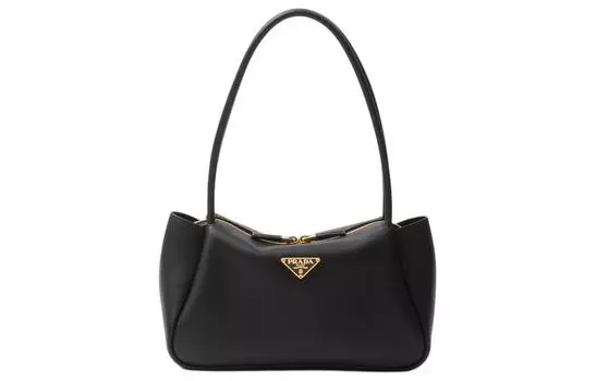 PRADA Женская кожаная сумка через плечо среднего размера, черная