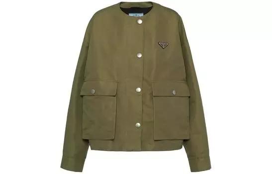 Куртка женская Prada с карманами на пуговице, зеленый