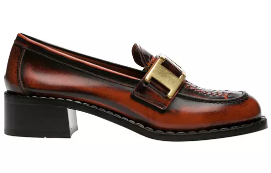 Туфли женские Prada с пряжкой, красно-черный