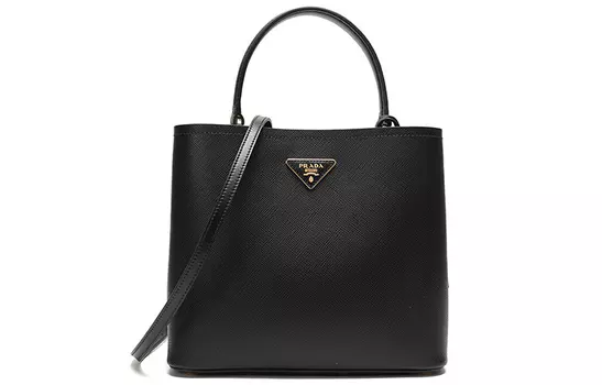 PRADA Женская сумка на одно плечо из двойной коровьей кожи, черная