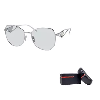 Солнцезащитные очки женские Prada с футляром, серебряный