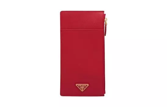PRADA Женский кошелек из сафьяновой кожи, красный