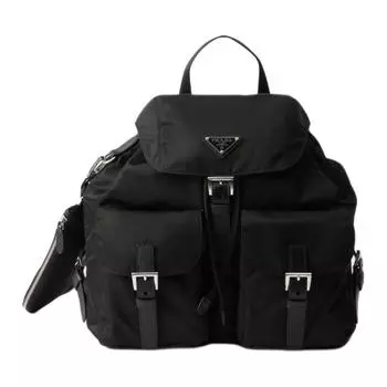PRADA Женский рюкзак с отделкой из сафьяновой кожи, черный