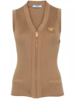 Prada жилет с логотипом, коричневый