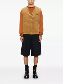 Prada жилет с треугольным логотипом, коричневый